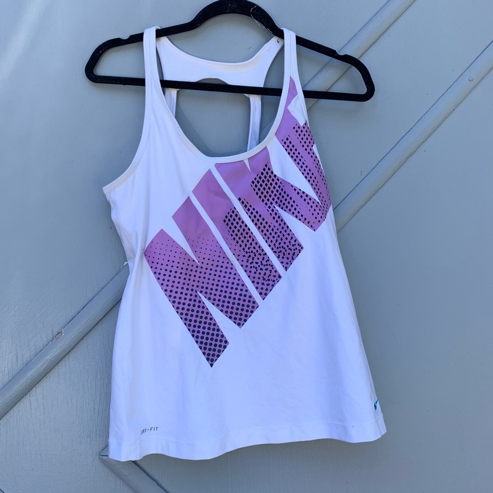Nike Dry Fit Purple and White Workout Tank| Large